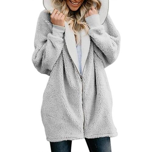 Women Plush Hoodies New Fashion Solid Zip Hooded Plush Coat Outwear For Female Autumn Winter Warm Clothing