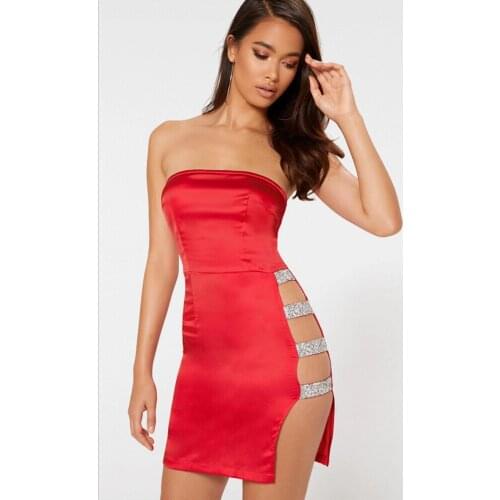 Sexy Velvet Slash Neck Love Print Side Split Mini Dress 2020 Summer Women Sleeveless Backless Slim Sequins Dress Sexy Club Drops