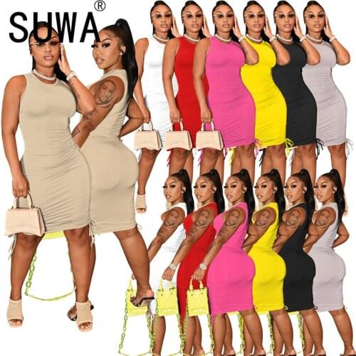 Women Fashion O Neck Mini Dress Sleeveless Solid Party Sexy Club Bodycon Dress Vestidos
