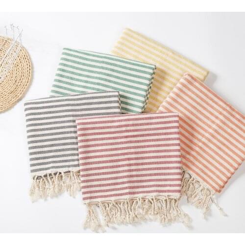 Turkish beach towel With tassels polyester-cotton striped bath towel for woman bathroom Ocean beach cushion picnic tablecloth