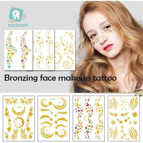 Star Butterfly Makeup Party Body Art Water Transfer Waterproof Gold Flash Face Temporary Tattoo Sticker For Women Fake Tattoos