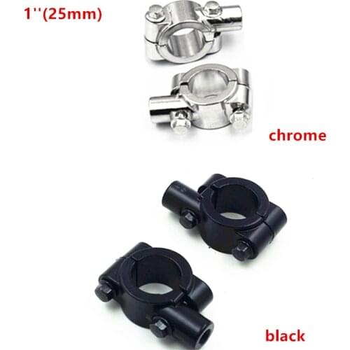 1'' 25mm Motorcycle Handlebar Mirror Adaptor Clamp On Mount Brackets 10mm Aluminium Cruiser Bobber Chopper Touring Atv Scooter