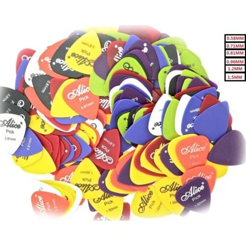 100pcs Electric Guitar Pick Acoustic Music Picks Plectrum 0.58/0.71/0.81/0.96/1.20/1.50mm Thickness Guitar Accessories