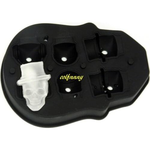 140pcs/lot Fast shipping 6 Holes Skull Head Black Silicone Ice Mold Ice Cream Makers Ice Cubes Mould Bar Chillers