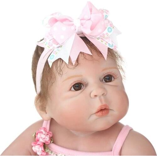 22inch Simulation Silicone Reborn Girl Doll in Floral Dress Accs Playmate