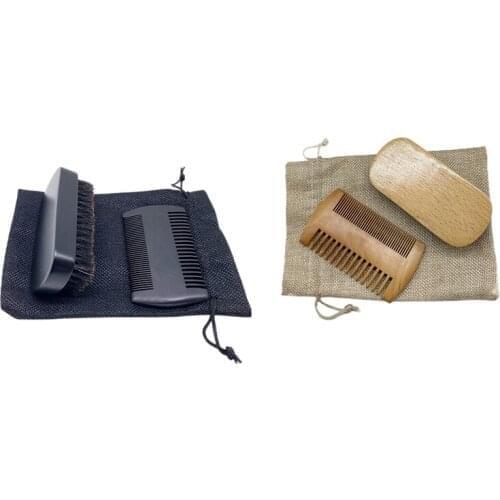 3Pcs/Set Beard Brush and Comb Boar Bristle Beard Brush for Men - Facial Hair Care for Men Mustache Styling