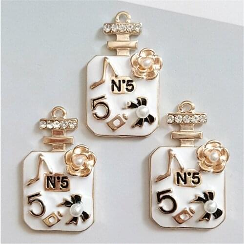 4pcs/pack Perfume Metal Golden Charms Pendant for Earring Bracelet DIY Handmade Enamel Charms Floating Charms