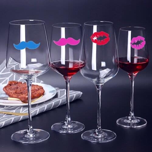 6Pcs/set Silicone Glass Wine Label Lip/Moustache Shape Recognizer Glasses Tea Mug Cup Marker Bottle Logo Party Decor Supplies