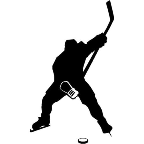 9.2*15.6CM The Hockey Player Personalized Custom Decals Fun Vinyl Reflective Car Stickers Black/Silver C7-0114