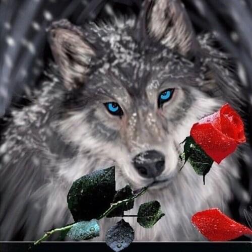 Diy 5D Diamond Painting Cross Stitch Full Diamond Embroidery Animal Wolf Dog Mosaic Crafts Painting Flower Rose Home Decoration