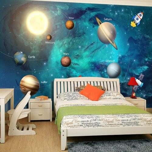 Bacaz Universe Outer Space Stars Mural 8d/3D Cartoon Wallpaper Murals for Child Room 3d Wall paper 8d Photo Murals Wallcoverings