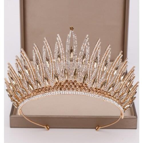 Crown Crystal Beauty Pageant Big Wedding Tiara Rhinestone Queen Tiaras And Crowns Diadem Hair Jewelry Wedding Hair Accessories