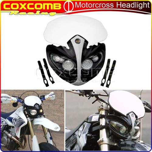 For Honda Yamaha Suzuki Kawaski EXC DRZ RMZ WR YZF XR CRF Enduro Motorcyle 12V LED Headlight Daul Sport Motocross Headlamp