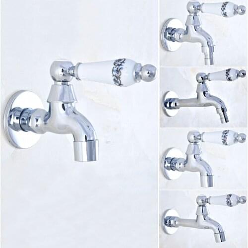 Chrome Polished Basin Faucet Kitchen Faucet Garden taps Wall Mounted Lavatory Bathroom Mop Water Tap Washing Machine Faucet