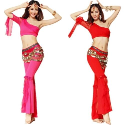 Belly dance pratice clothing set indian dance quality costume set quality belly dance leotard Top&Pants&Belt 8 colors