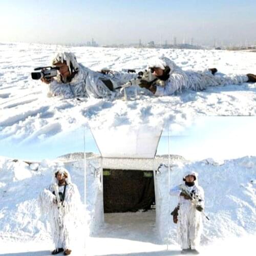 Height 168~190cm snow haired ghillie suits pure white hunting recon camouflage clothing outdoor combat uniforms