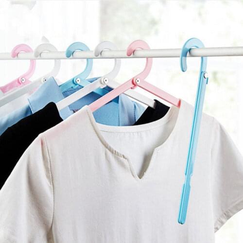 Creative New Folding Plastic Hangers With Hooks Laundry Hanger Rack Travel Outdoor And Home Wardrobe Storage Rack For Clothes