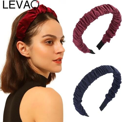 LEVAO Korean Pleated Headband Solid Color Hairbands Female Bezel Turban Women Elegant Girls Hair Accessories Head Hoop Headwear