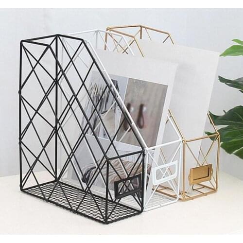 Metal Desktop Office Study Room Books Storage Rack Bookshelf Holder Organizer