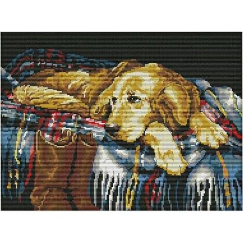 DIY Cross Stitch Set Embroidery Kit 14CT Faithful Dog Pattern Cross-Stitching 43 * 33cm Home Decoration