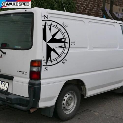 2PCS Compass Grahpics Sticker Car Body Door Decor Vinyl Decals For Volkswagen T4 T5 T6 Mitsubishi L300 Express Bus MPV Style