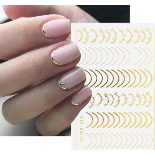 1Sheet Rose Gold Stripe Nail Stickers Smile C Lines Ripple Striping Tape Adhesive Decals Acrylic DIY Nail Salon NFSTZGS004 -104