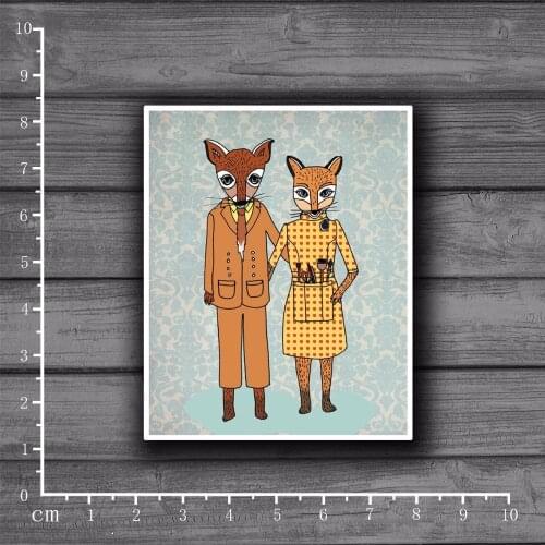North Oka Ventilation Fox Couple Kawai Scrapbooking Stationery Graffiti Sticker Decor For Ablum Diary Scrapbookin Laptop[Single]