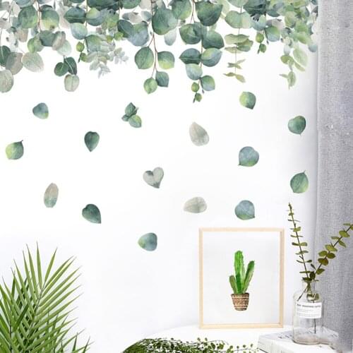 Green Leaves Wall Stickers Home Bedroom Living Room Kitchen Decoration DIY Vinyl Self-adhesive Wall Decals Door Murals Wallpaper