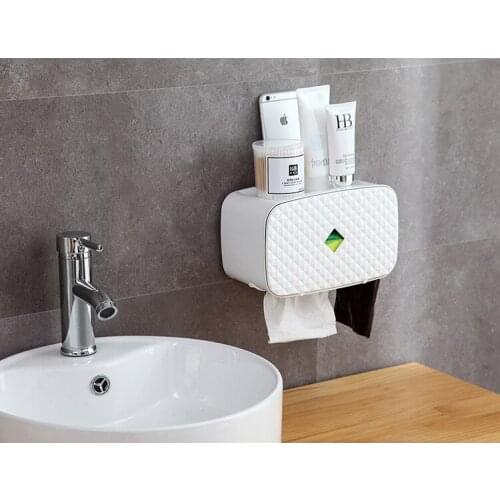 Bathroom Toilet Tissue Dispenser Wall-Mounted Double Door Tissue Box Bathroom Kitchen Storage Box Paper Towel Dispenser
