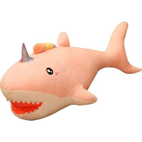 New 35cm Creative Unicorn Shark Plush Toys Cute Animal Cartoon Dolls Stuffed Soft Shark Toys for Children Kids Birthday Gifts
