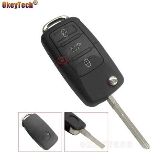 OkeyTech Replacement Auto Car Key Shell for Volkswagen for VW Golf Touran Bora Octavia Key Remote Fob 3 Buttons Flip Fold Cover