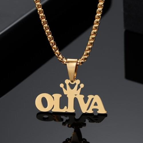 Personalized Name Necklaces For Women Custom18K Gold-plated Stainless Steel Chain Nameplate Charm Pendant Men Jewelry Not Fade