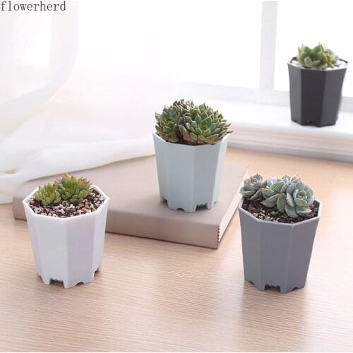 3pcs Thickened Octagonal Plastic Fleshy Flower Pot Nursery Frosted Pot Creative Simple Plastic Flower Pot Flower Pots Decorative