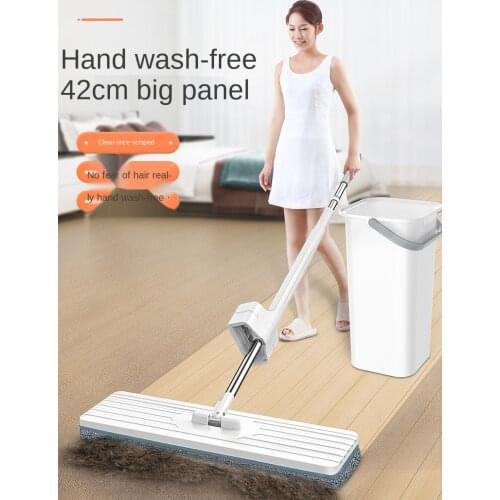 Hand free flat mop household lazy one mop dry and wet floor squeezing water artifact dual purpose tile floor mop