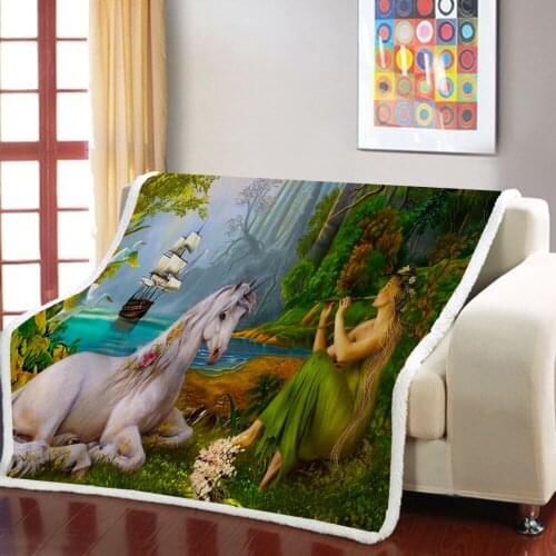 Custom 3D Unicorn Dreamy Gift Nap Blanket Super Soft Plush Throw Blanket Cartoon Animal Blanket Throw Travel Bedding 150x200cm