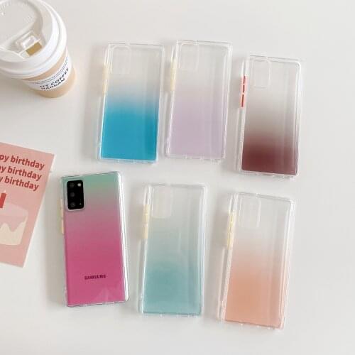 Glitter Gradient Nebula Clear Phone Case for Samsung Note 20 S20 Plus Ultral A21S A20 A01 Core Shockproof Transparent Back Cover