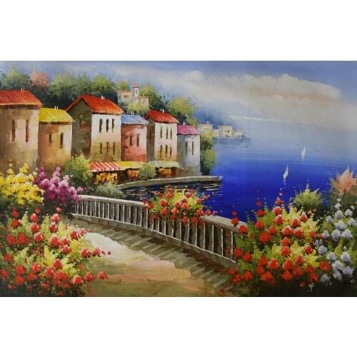 Hand Painted Abstract Oil Painting On Canvas Mediterranean Sea Seascape Oil Canvas Painting Wall Art Picture Painting for Room