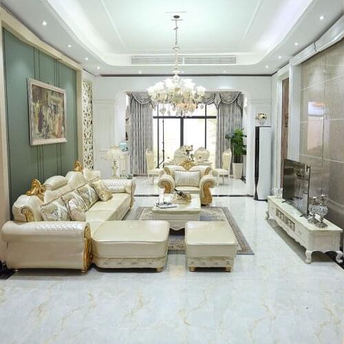 Style sofa combination living room small apartment simple European corner luxury Princess solid wood leather