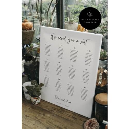 Custom Wedding Seating Chart Seating Chart Wedding Sign Template Seating Chart Printable Table Chart Seating Board