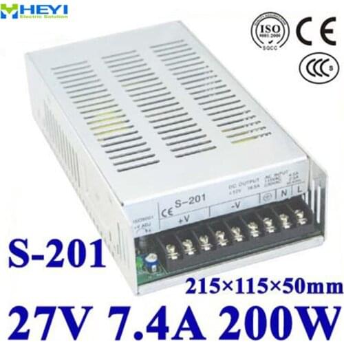 LED power supply 27V 7.4A 100~120V/200~240V AC input single output switching power supply 200W 27V transformer