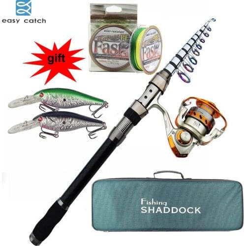 Easy Catch Carbon Fiber Fishing Rod Combo with Metal Reel Telescopic Spinning Fishing Rod Reel
