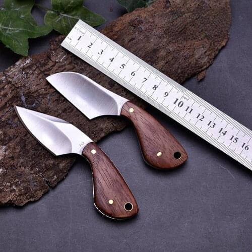 Stainless steel outdoor knife, pear flower wood gift straight knife knife, field mini multi-purpose high hardness folding knife