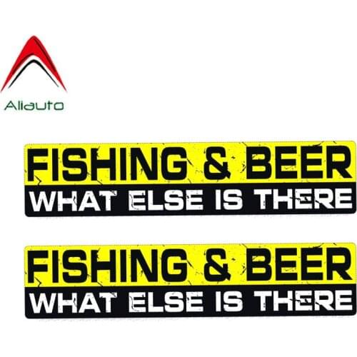 Aliauto 2 X Funny Car Sticker Personality FISHING & BEER WHAT ELSE IS THERE Body Car Accessories PVC for Volkswagen Polo Peugeot