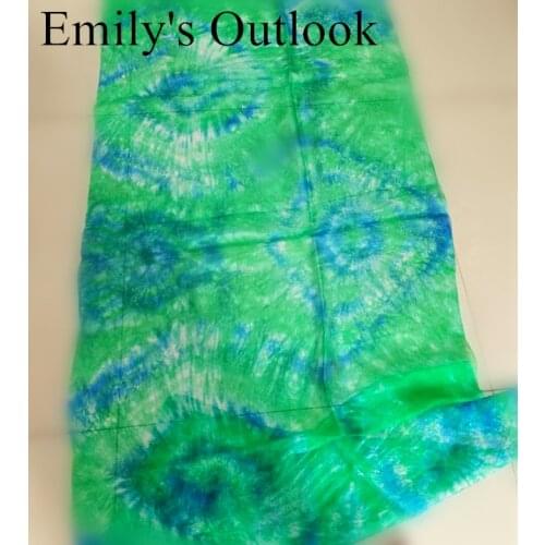 Green Blue Flower Design Women Belly Dance Silk Veil Thrown Scarf Stage Performance Show Props Customized Design Free Shipping