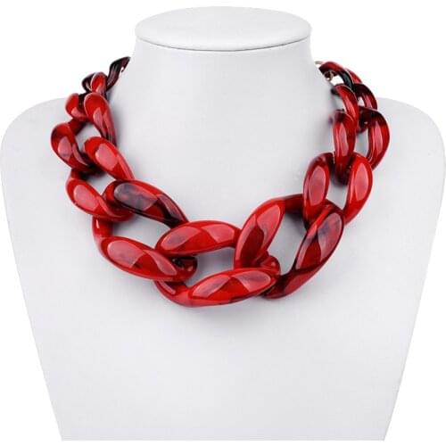 BOJIU 14 Color Cute Big Acrylic Choker Necklaces For Women Boho Gold Chain Plastic Punk Collar Necklace Lady Gift Jewelry NK1074