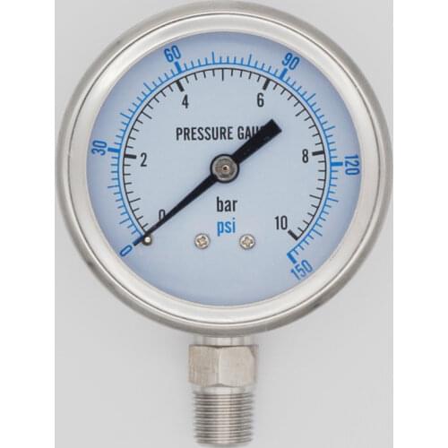 1/8" 1/4" BSP NPT Male 60mm OD Dial Pressure Gauge SUS 304 Stainless Steel Bar PSI Display N2 Steam Pneumatic Homebrew