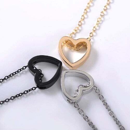 1 Pcs Popular Hollow Necklace Love Couple Stainless Steel Color Necklace Valentines Day Gift Preferred Clothes Accessories