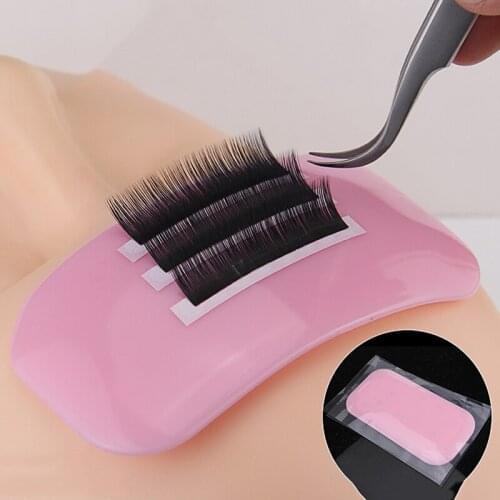 1PC Pink Clear Silicone Eyelashes Pad Reuseable Pallet Mat Stand Make Loose Lash Extension Grafting Easier Makeup Tool 11x5.5cm