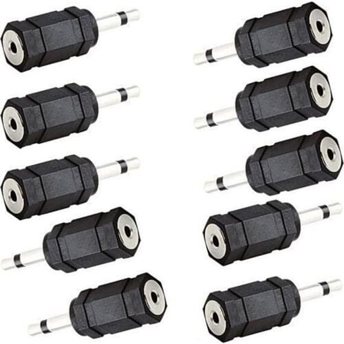 10pcs Nickel plated 3.5mm Mono Plug Male to 2.5mm Mono Jack Female Adaptor