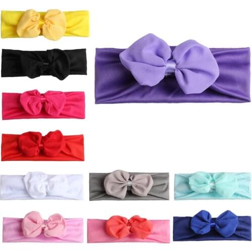10PCS 2018 New Flower Shaped bowknot Headband Kids Girls Elastic Turban Hair Band Hair Accessories Head Wrap bows bebe